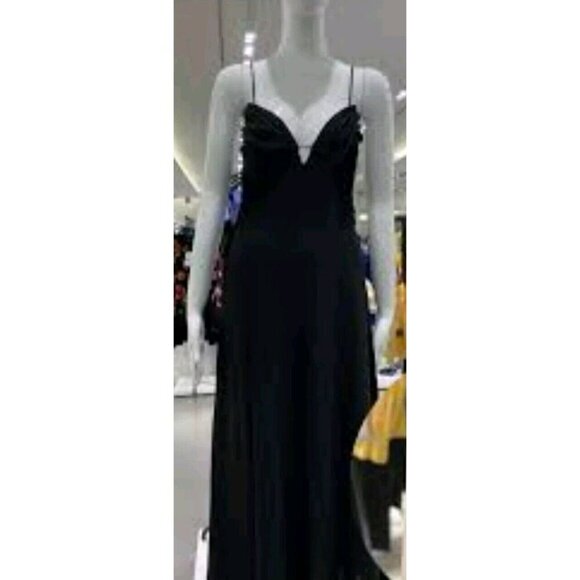NWT ZARA BLACK SLIP CAMISOLE DRESS REF 1165/155/364 18" Ptp Large - Picture 1 of 7